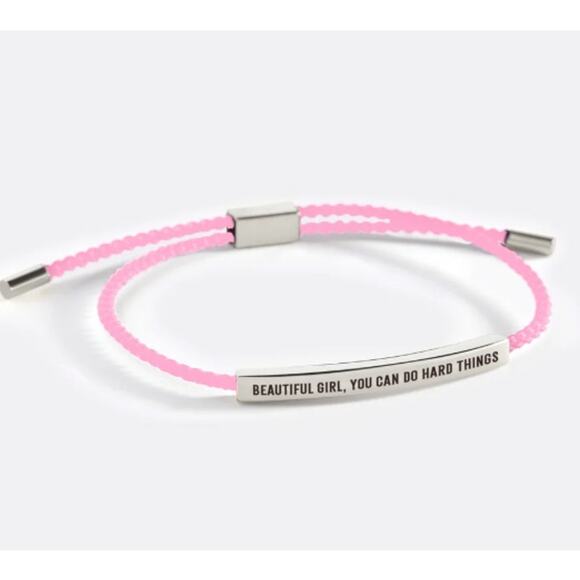 RETAIL $70 Mint & Lilly Beautiful Girl You Can Do Hard Things Pink Gold Bracelet - Picture 1 of 1